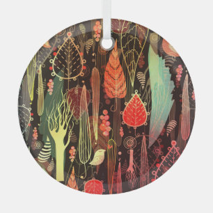 Herbstblätter: dunkles, nahtloses Muster. Ornament Aus Glas