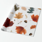 Herbstblätter & Eicheln Geschenkpapier (Ungerollt)