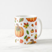 Herbstblätter, Eichen: Aquarellmuster. Kaffeetasse (VorderseiteRechts)