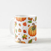Herbstblätter, Eichen: Aquarellmuster. Kaffeetasse (Vorderseite Links)