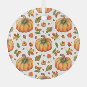 Herbstblätter, Eichen: Aquarellmuster. Ornament Aus Glas