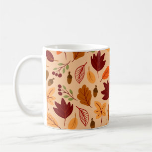 Herbstblätter, einfache kindliche nahtlose Muster. Kaffeetasse