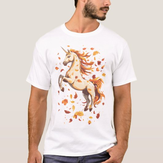 Herbstblätter Einhorn (1) T-Shirt (Vorderseite)