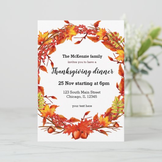 Herbstblätter Einladung (Stehend Vorderseite)