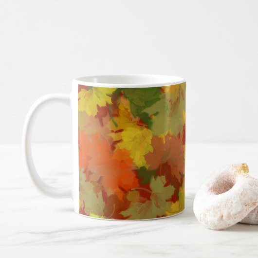 Herbstblätter Erntedankfest Kaffeetasse (Mit Donut)
