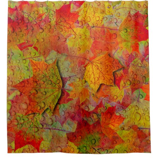 Herbstblätter fallen farbenfrohe Natur Saisonblatt Duschvorhang (Vorderseite)