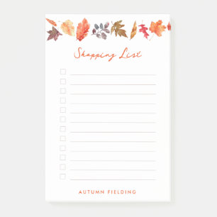 Herbstblätter fallen Personalisierte Einkaufsliste Post-it Klebezettel