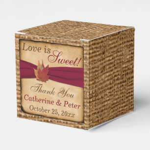 Herbstblätter, FAUX Jute Geschenkbox - Rot Geschenkschachtel
