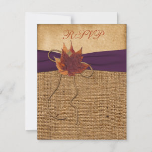 Herbstblätter, FAUX Jute RSVP Karte
