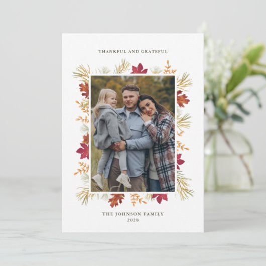 Herbstblätter Feiertagskarte (Stehend Vorderseite)