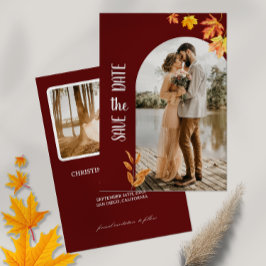 Herbstblätter, Foto, Save the Date Minimalistisch Einladung