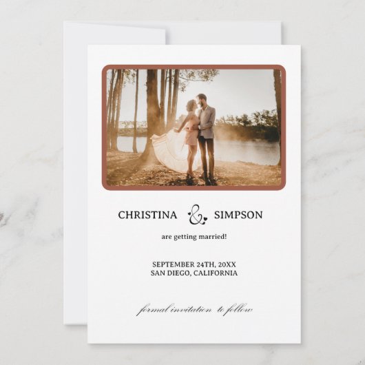 Herbstblätter, Foto, Save the Date Minimalistisch Einladung (Rückseite)