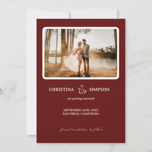 Herbstblätter, Foto, Save the Date Minimalistisch Einladung (Rückseite)