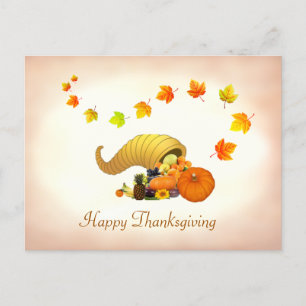 Herbstblätter & Füllhorn Thanksgiving-Postkarte Postkarte