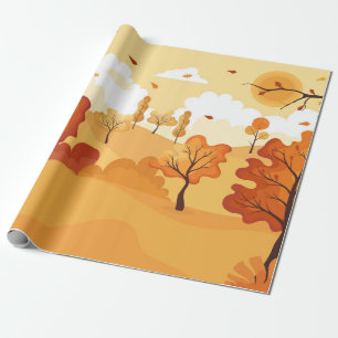 Herbstblätter. Gelbes Herbstblatt, rotes fa Geschenkpapier