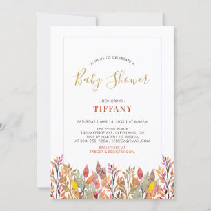 Herbstblätter & Gold Baby Shower / Sprinkle Einladung