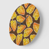 Herbstblätter Große Wanduhr (Winkel)