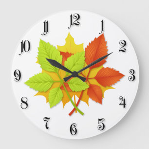 Herbstblätter Große Wanduhr