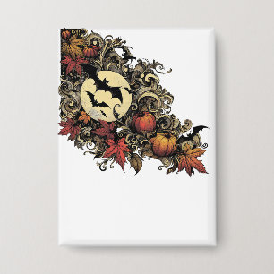 Herbstblätter. Halloween-Muster. Button