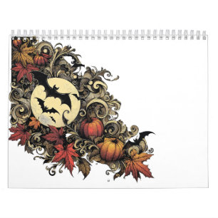 Herbstblätter. Halloween-Muster. Kalender