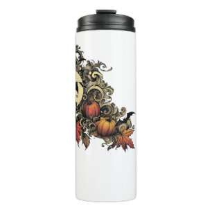 Herbstblätter. Halloween-Muster. Thermosbecher