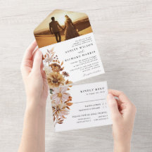 Herbstblätter Hochzeit Alles in einer Einladung