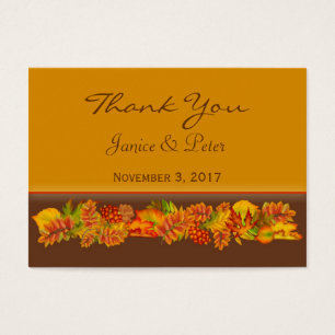 Herbstblätter Hochzeit Danke Business Card