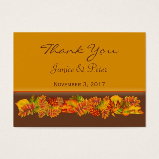 Herbstblätter Hochzeit Danke Business Card (Vorderseite)
