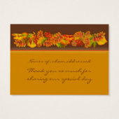 Herbstblätter Hochzeit Danke Business Card (Rückseite)