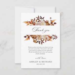 Herbstblätter Hochzeit Danksagungskarte Dankeskarte