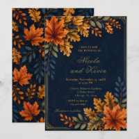 Herbstblätter Hochzeit Navy