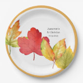 Herbstblätter Hochzeit Pappteller (Vorderseite)