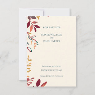 Herbstblätter Hochzeit Vormerkung Karte   Colourf