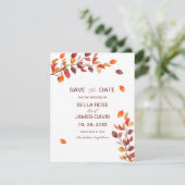 Herbstblätter Hochzeiten speichern das Datum (Stehend Vorderseite)