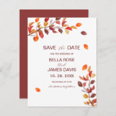 Herbstblätter Hochzeiten speichern das Datum (Vorne/Hinten)