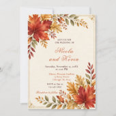 Herbstblätter Hochzeitscreme Einladung (Vorderseite)