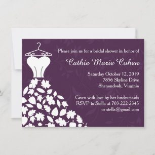 Herbstblätter Hochzeitskleid Brautparty Einladung