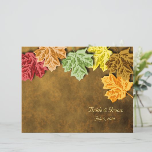 Herbstblätter: Hochzeitsprogramm (Stehend Vorderseite)