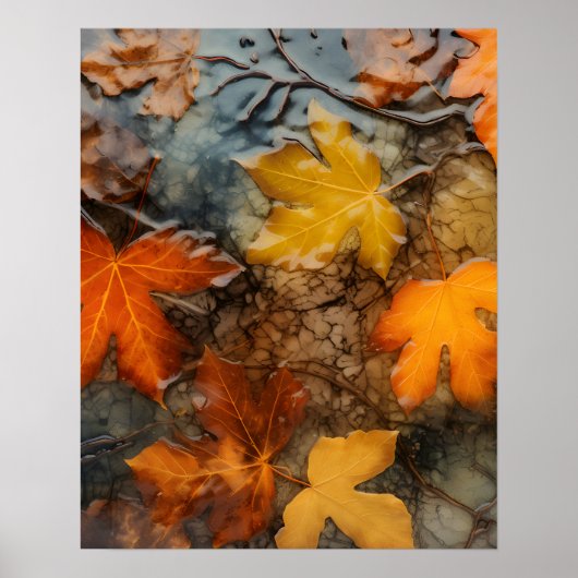 Herbstblätter-im-Regen-Plakat Poster (Vorne)