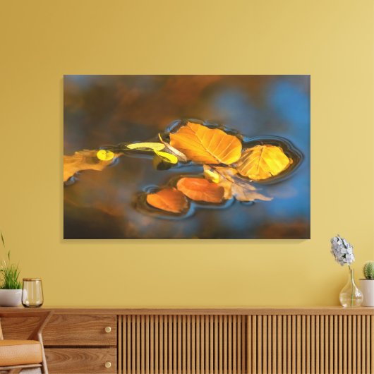 Herbstblätter im See Leinwanddruck (Insitu (Wohnzimmer))
