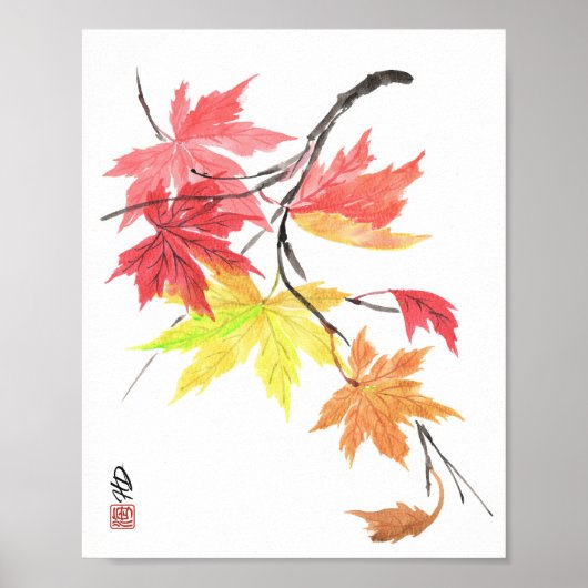 Herbstblätter im Wind Poster (Vorne)