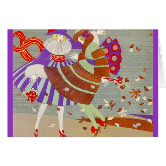 HERBSTBLÄTTER IM WINDE Art Deco (Vorderseite (Horizontal))