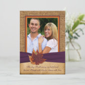 Herbstblätter, IMITATE Burlap FOTO Einladung einla (Stehend Vorderseite)