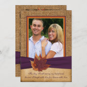 Herbstblätter, IMITATE Burlap FOTO Einladung einla (Vorne/Hinten)