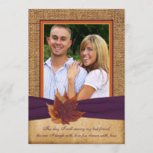 Herbstblätter, IMITATE Burlap FOTO Einladung einla