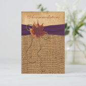 Herbstblätter, IMITATE Burlap-Hochzeitkarte Begleitkarte (Stehend Vorderseite)