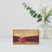 Herbstblätter, IMITATE Burlap-Platzkarte - Wein Platzkarte (Stehend Vorderseite)