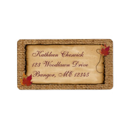 Herbstblätter, IMITATE Burlap-Rücksendeadresse Eti Adressaufkleber