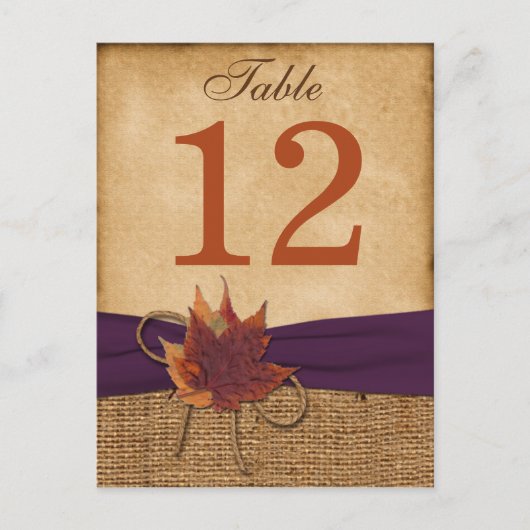 Herbstblätter, IMITATE Burlap-Tischnummer-Postkart Postkarte (Vorderseite)