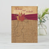 Herbstblätter, IMITATE Burlap Wedding Einladung -  (Stehend Vorderseite)
